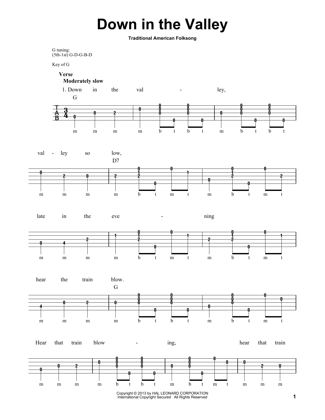 Download Michael Miles Down In The Valley Sheet Music and learn how to play Banjo PDF digital score in minutes