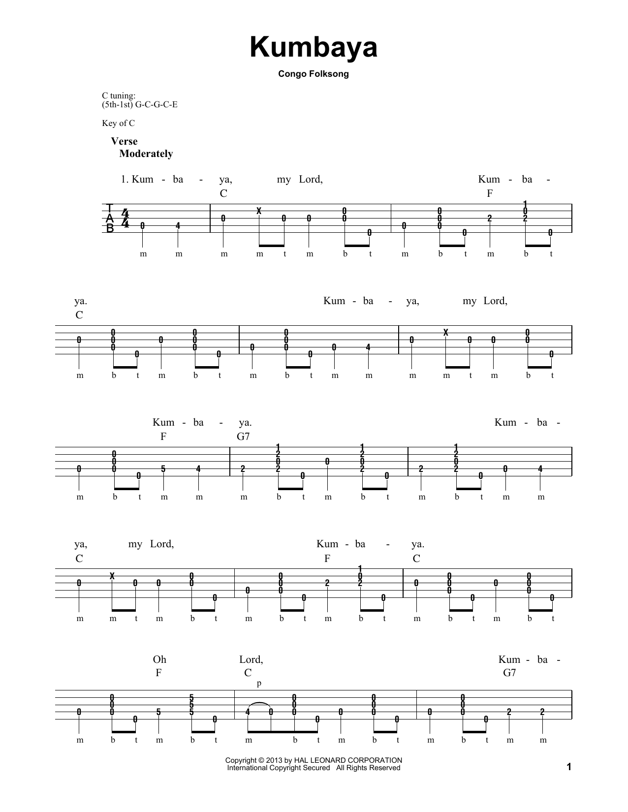 Download Michael Miles Kumbaya Sheet Music and learn how to play Banjo PDF digital score in minutes