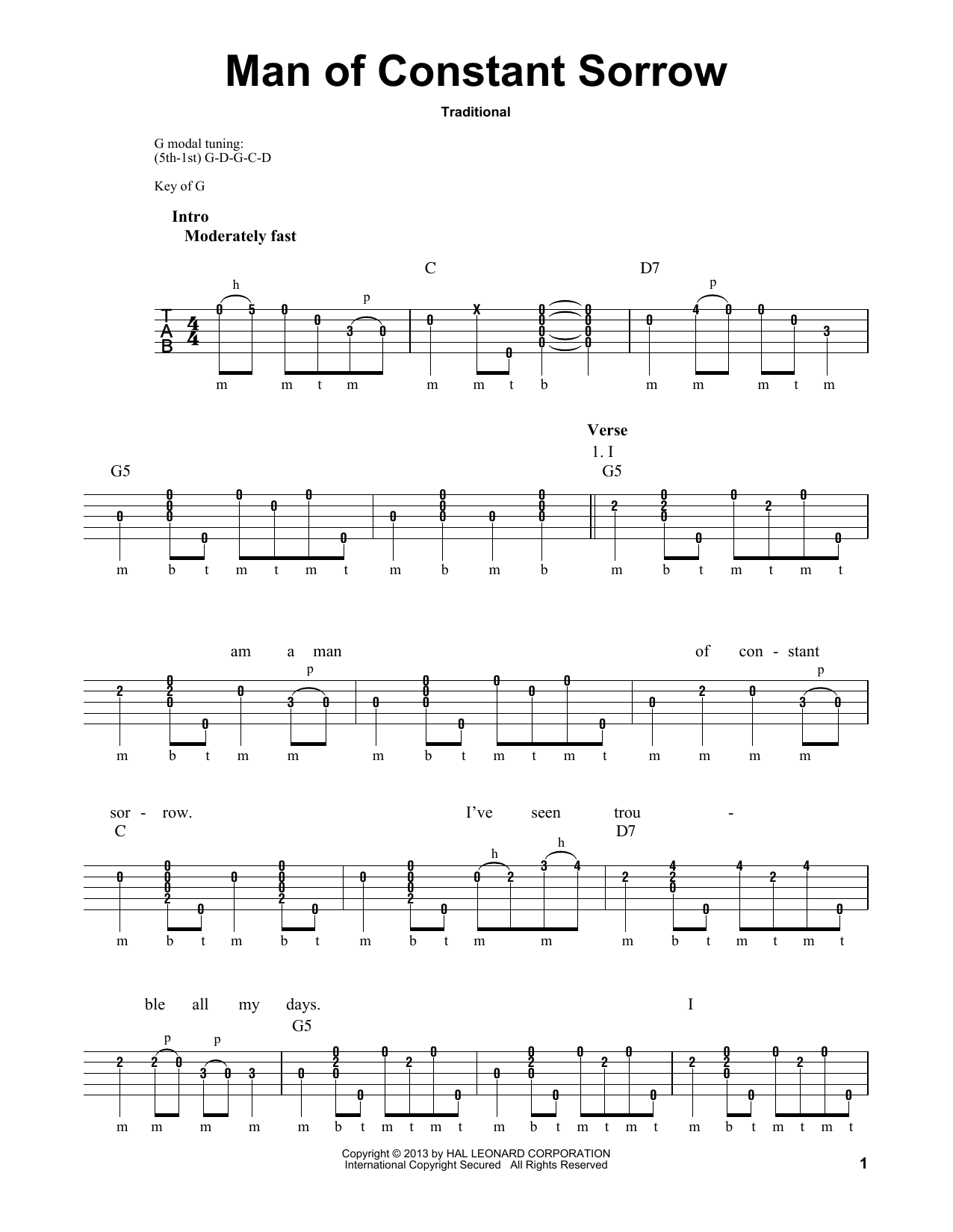 Download Michael Miles Man Of Constant Sorrow Sheet Music and learn how to play Banjo PDF digital score in minutes