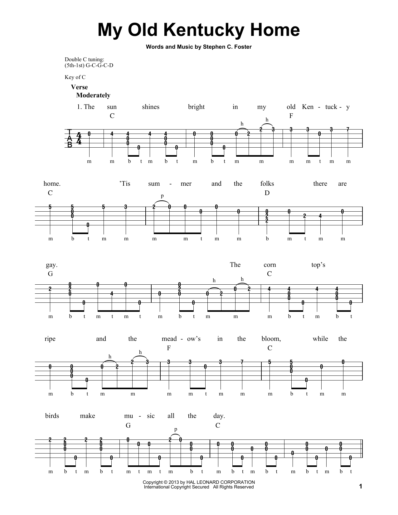 Download Michael Miles My Old Kentucky Home Sheet Music and learn how to play Banjo PDF digital score in minutes