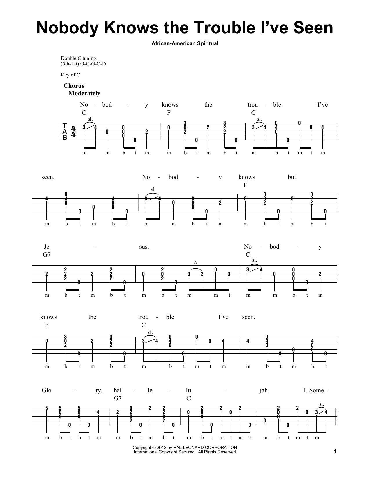 Download Michael Miles Nobody Knows The Trouble I've Seen Sheet Music and learn how to play Banjo PDF digital score in minutes