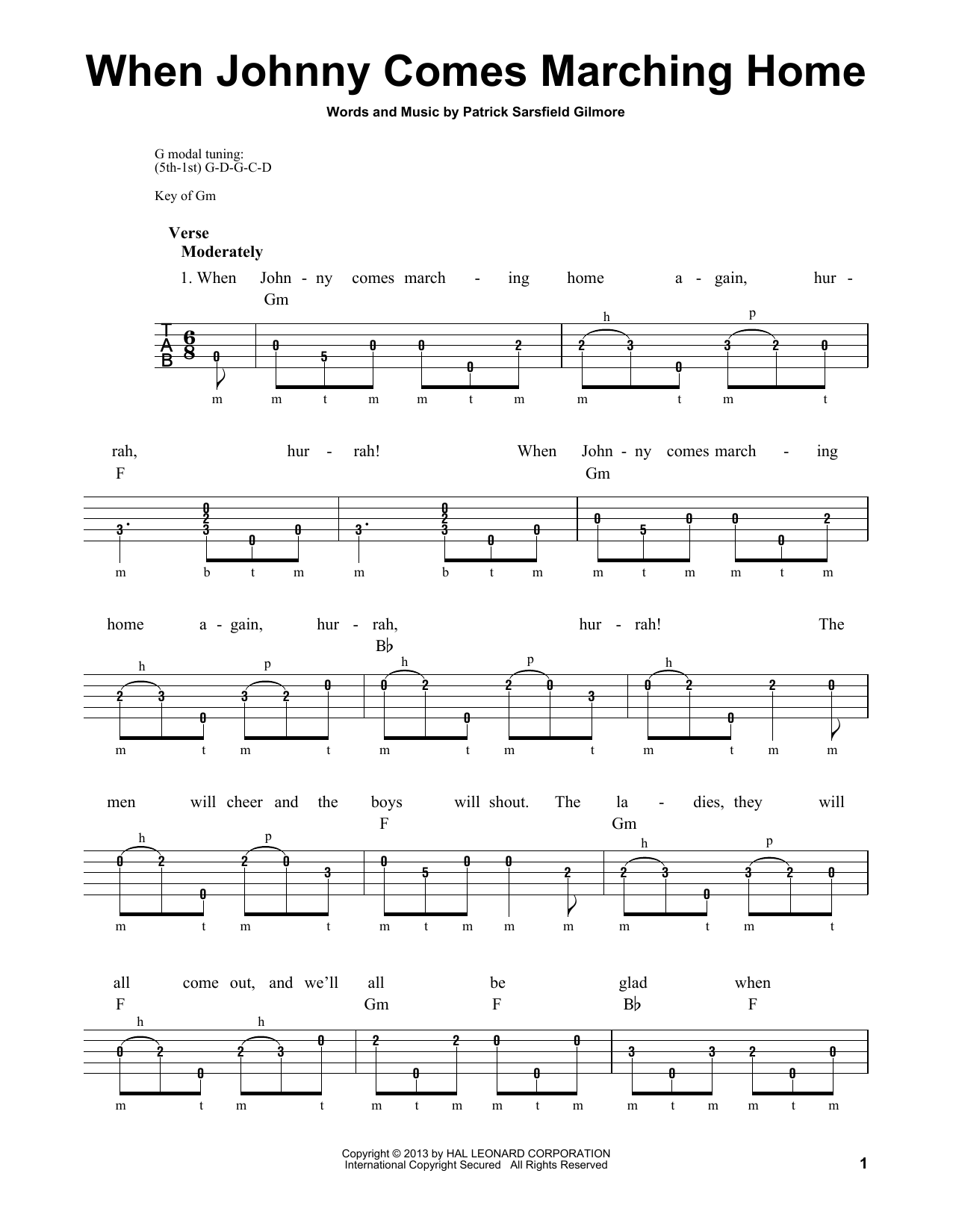 Download Michael Miles When Johnny Comes Marching Home Sheet Music and learn how to play Banjo PDF digital score in minutes