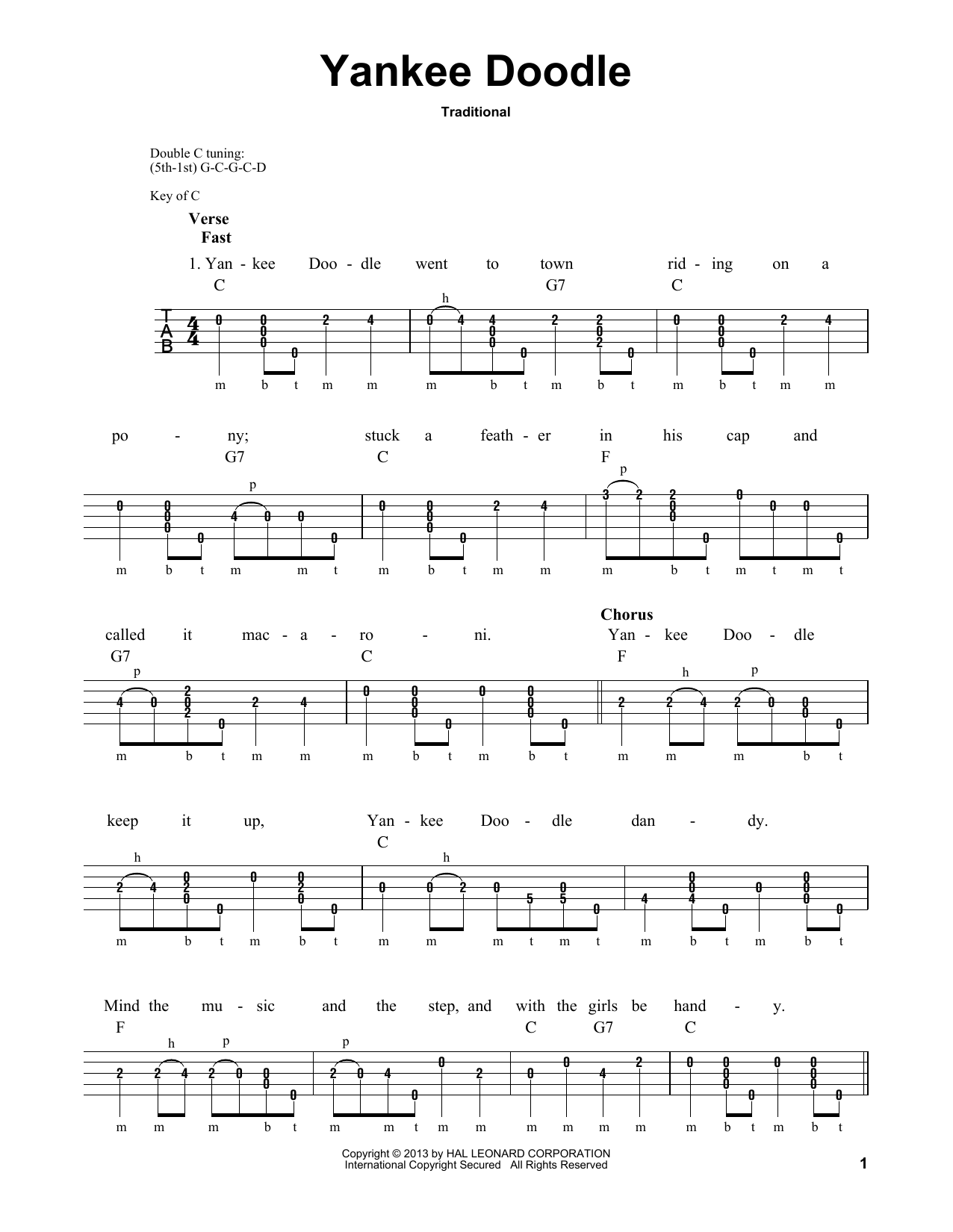 Download Michael Miles Yankee Doodle Sheet Music and learn how to play Banjo PDF digital score in minutes