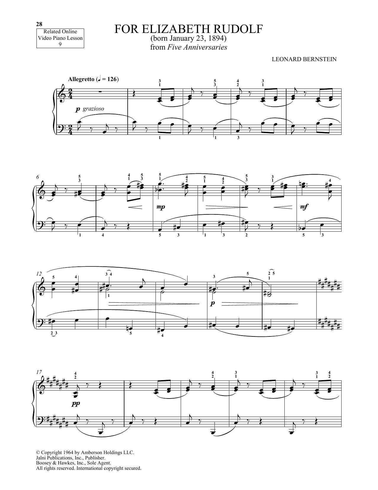 Download Michael Mizrahi For Elizabeth Rudolf Sheet Music and learn how to play Piano Solo PDF digital score in minutes