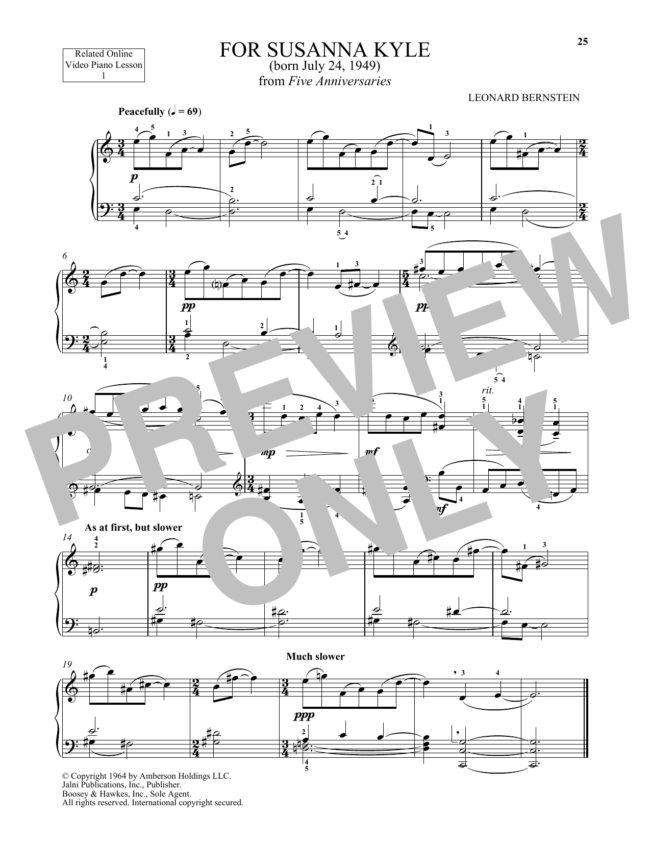 Download Michael Mizrahi For Susanna Kyle Sheet Music and learn how to play Piano Solo PDF digital score in minutes