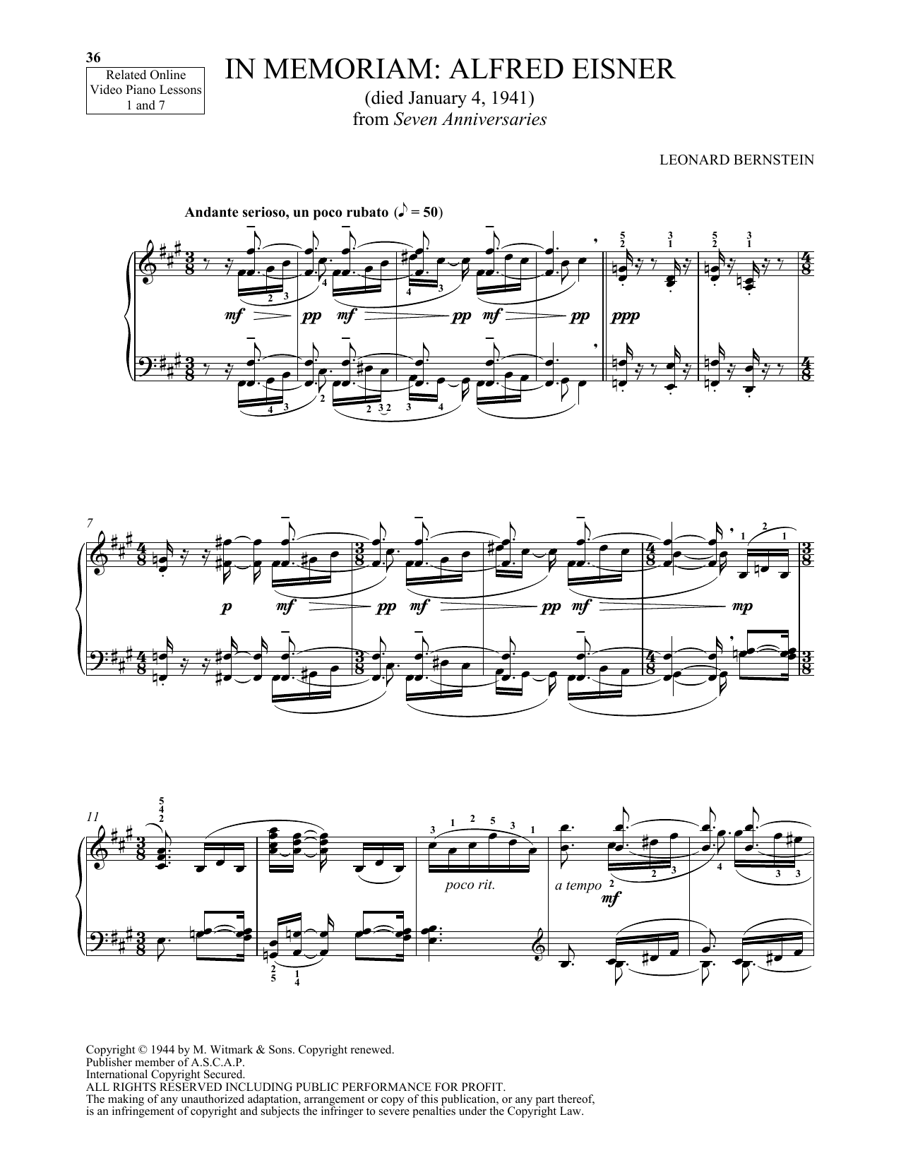 Download Michael Mizrahi In Memoriam: Alfred Eisner Sheet Music and learn how to play Piano Solo PDF digital score in minutes
