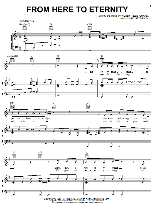 Download Michael Peterson From Here To Eternity Sheet Music and learn how to play Piano, Vocal & Guitar (Right-Hand Melody) PDF digital score in minutes