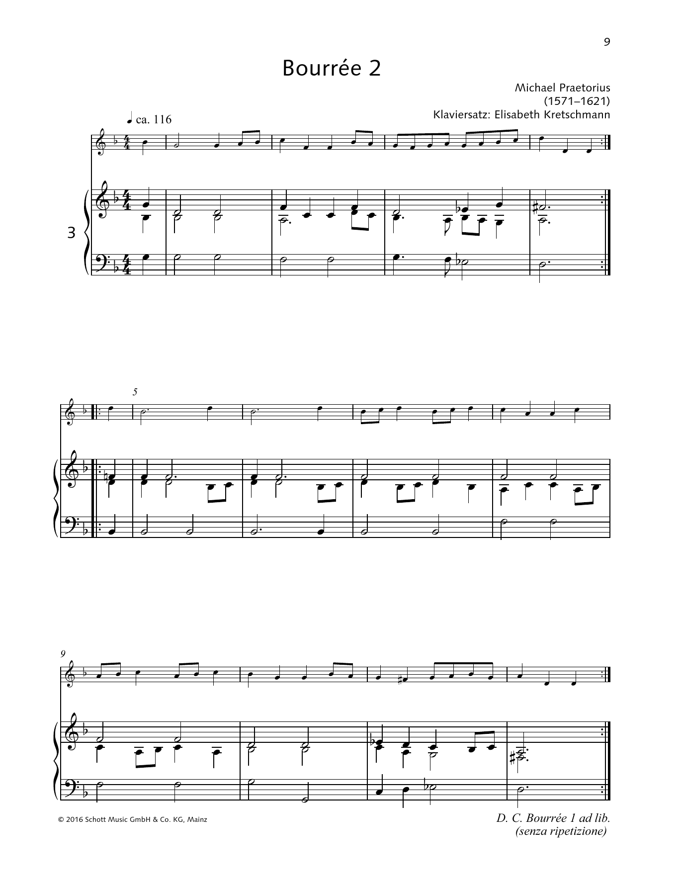 Download Michael Praetorius Bourree 2 Sheet Music and learn how to play Woodwind Solo PDF digital score in minutes