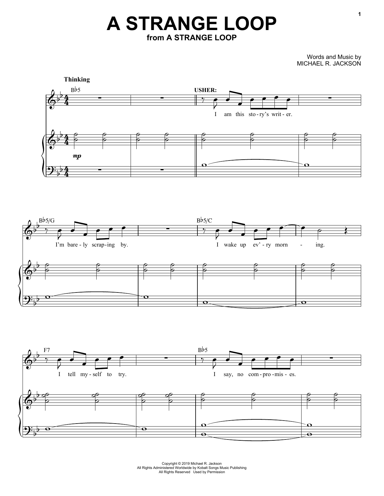 Download Michael R. Jackson A Strange Loop Sheet Music and learn how to play Piano & Vocal PDF digital score in minutes