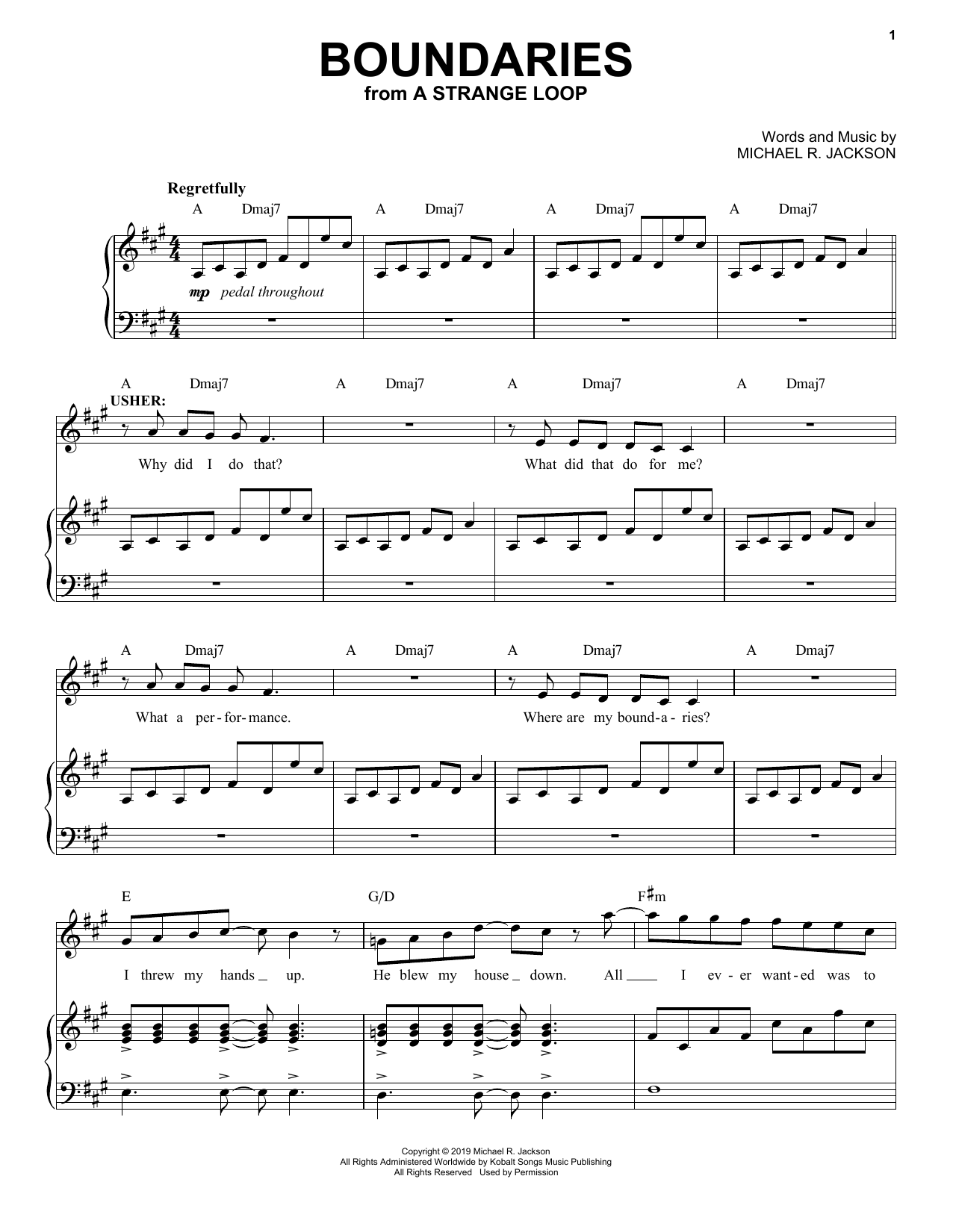 Download Michael R. Jackson Boundaries (from A Strange Loop) Sheet Music and learn how to play Piano & Vocal PDF digital score in minutes