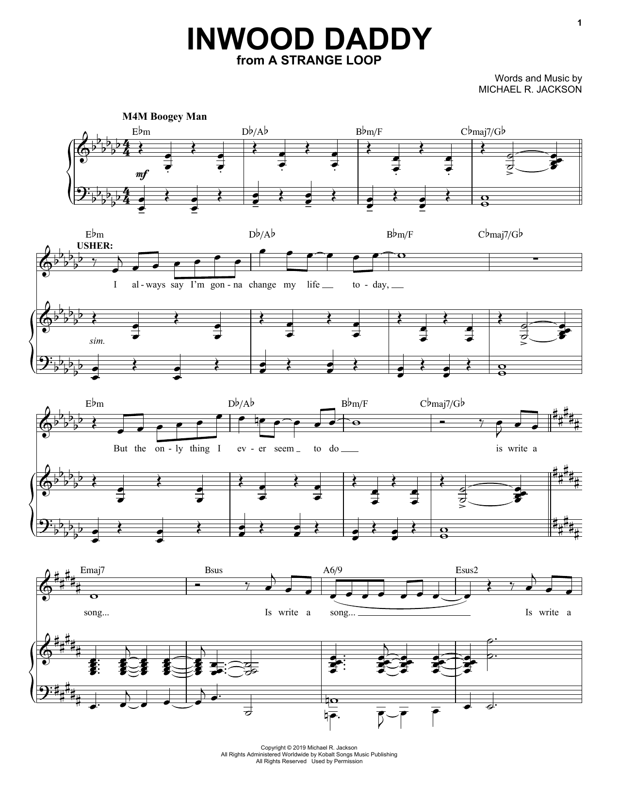 Download Michael R. Jackson Inwood Daddy (from A Strange Loop) Sheet Music and learn how to play Piano & Vocal PDF digital score in minutes