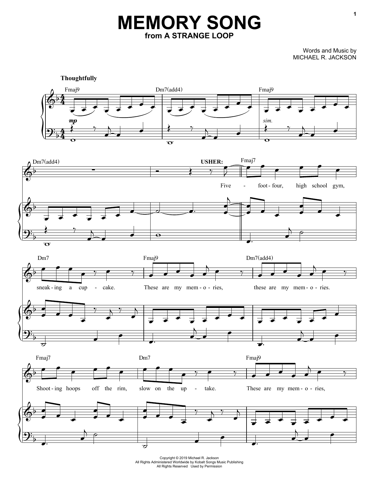 Download Michael R. Jackson Memory Song (from A Strange Loop) Sheet Music and learn how to play Piano & Vocal PDF digital score in minutes