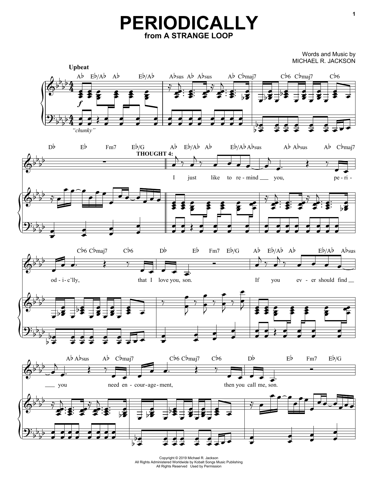 Download Michael R. Jackson Periodically (from A Strange Loop) Sheet Music and learn how to play Piano & Vocal PDF digital score in minutes