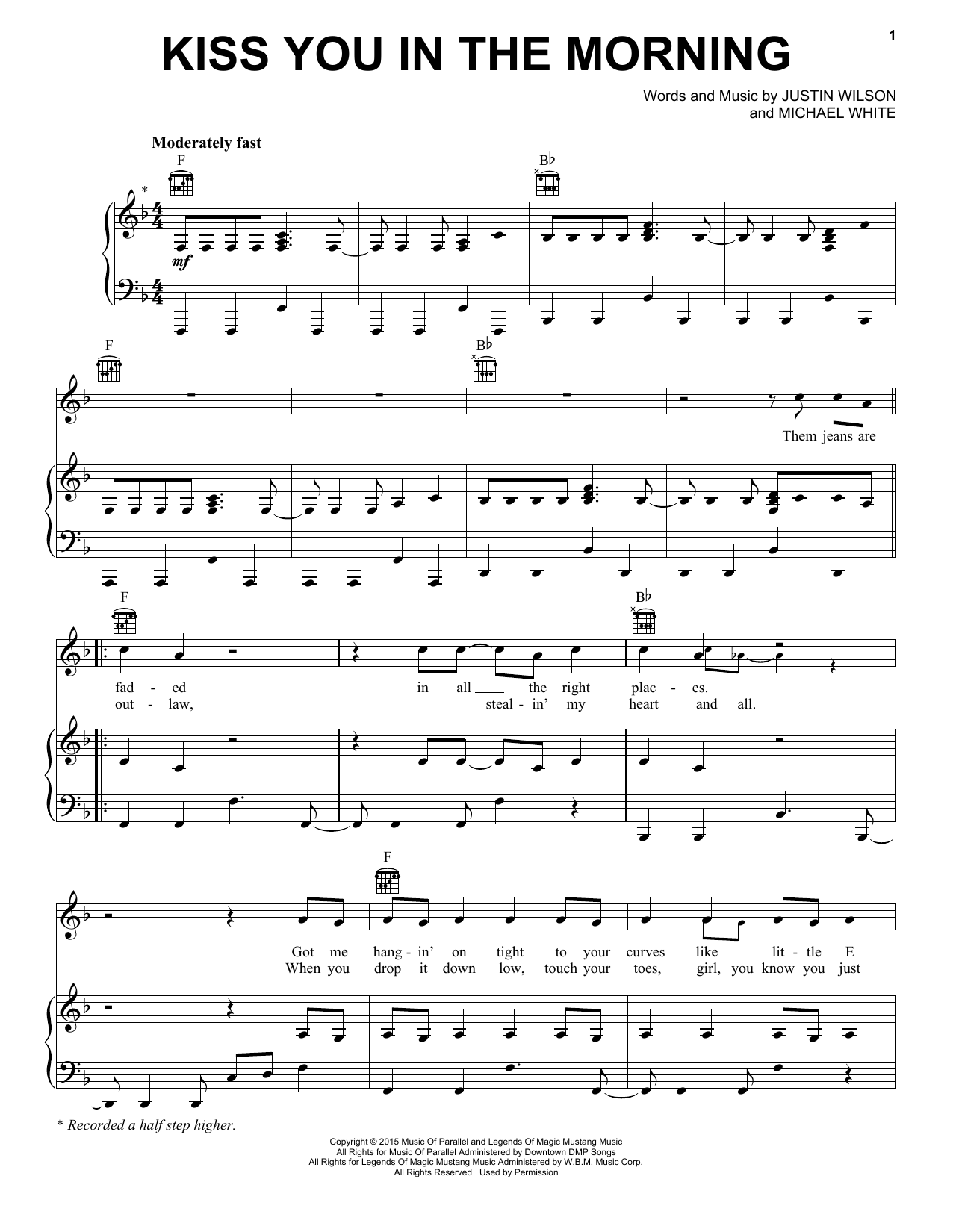 Download Michael Ray Kiss You In The Morning Sheet Music and learn how to play Piano, Vocal & Guitar (Right-Hand Melody) PDF digital score in minutes