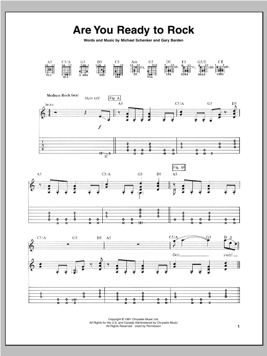 Download Michael Schenker Are You Ready To Rock Sheet Music and learn how to play Guitar Tab PDF digital score in minutes