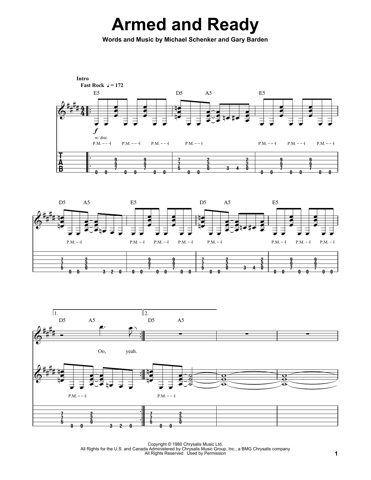 Download Michael Schenker Group Armed And Ready Sheet Music and learn how to play Guitar Tab PDF digital score in minutes