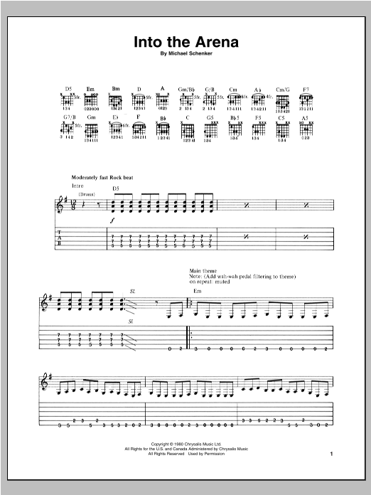 Download Michael Schenker Into The Arena Sheet Music and learn how to play Guitar Tab PDF digital score in minutes