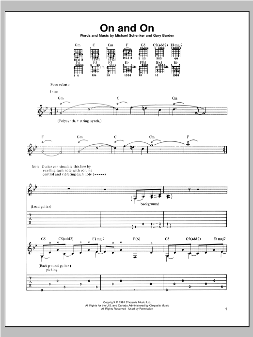 Download Michael Schenker On And On Sheet Music and learn how to play Guitar Tab PDF digital score in minutes