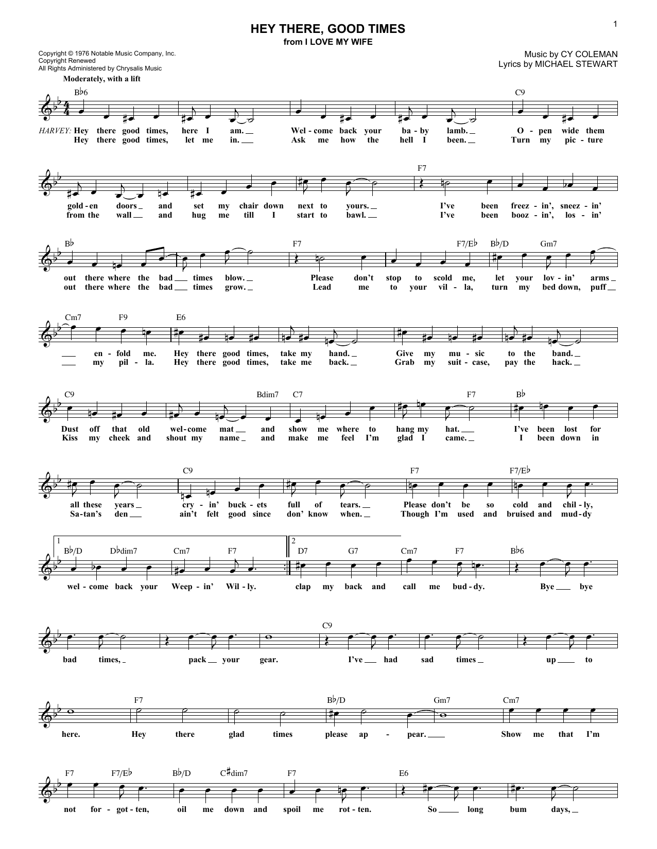 Download Michael Stewart Hey There, Good Times Sheet Music and learn how to play Real Book – Melody & Chords PDF digital score in minutes