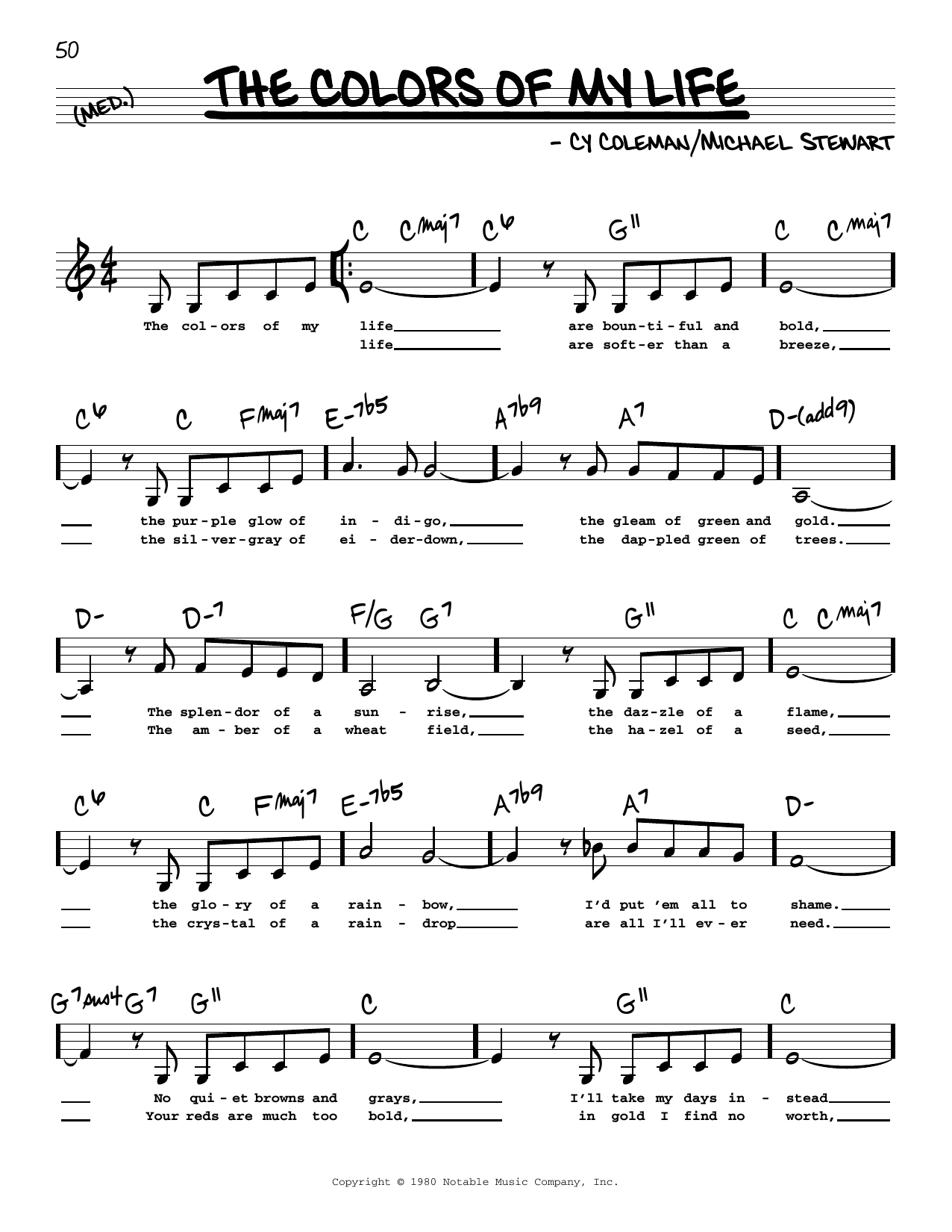 Download Michael Stewart The Colors Of My Life (Low Voice) Sheet Music and learn how to play Real Book – Melody, Lyrics & Chords PDF digital score in minutes