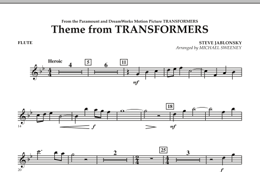 Download Michael Sweeney Theme From Transformers - Flute Sheet Music and learn how to play Concert Band PDF digital score in minutes