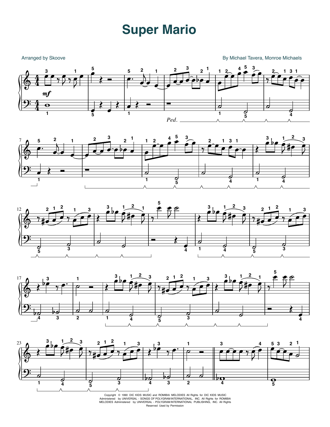 Download Michael Tavera Super Mario World Theme (arr. Skoove) Sheet Music and learn how to play Piano Solo PDF digital score in minutes