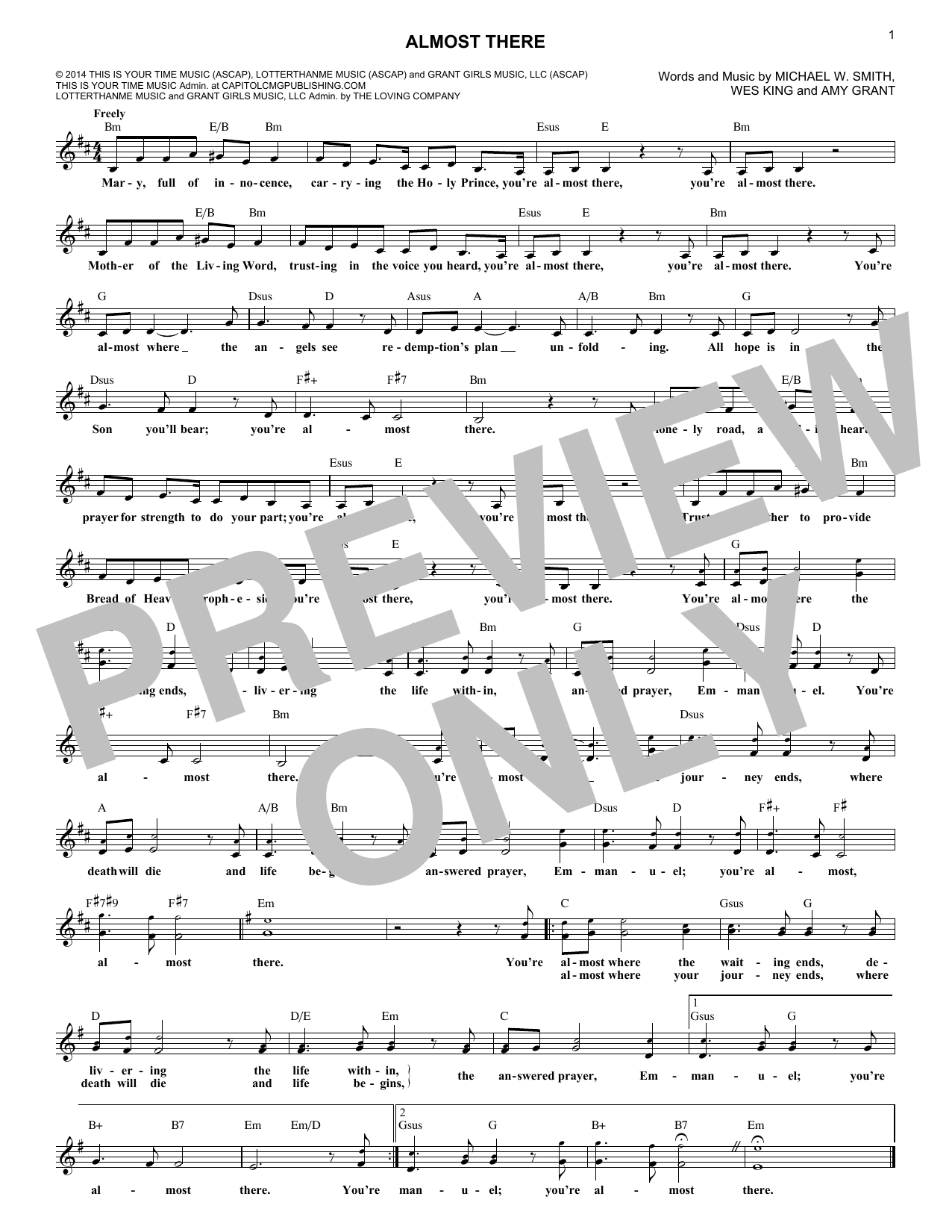 Download Wes King Almost There Sheet Music and learn how to play Melody Line, Lyrics & Chords PDF digital score in minutes