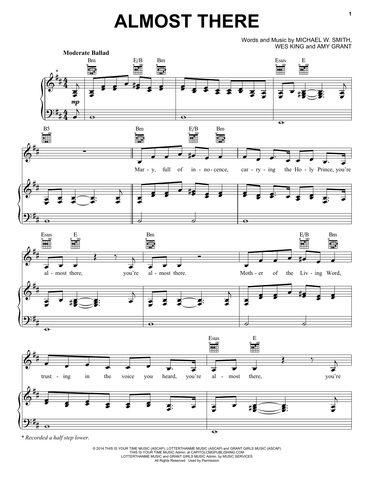 Download Michael W. Smith Almost There Sheet Music and learn how to play Piano, Vocal & Guitar (Right-Hand Melody) PDF digital score in minutes