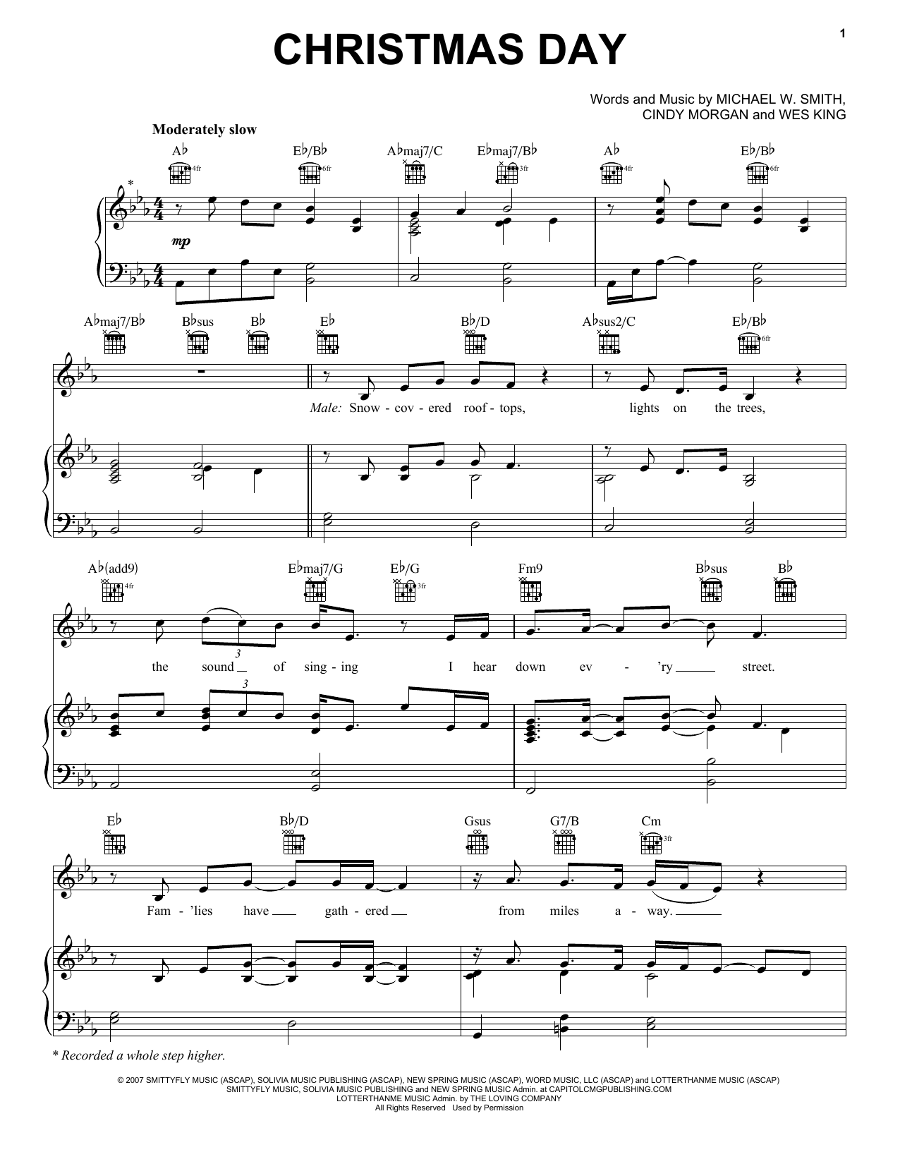 Download Michael W. Smith Christmas Day Sheet Music and learn how to play Piano, Vocal & Guitar (Right-Hand Melody) PDF digital score in minutes