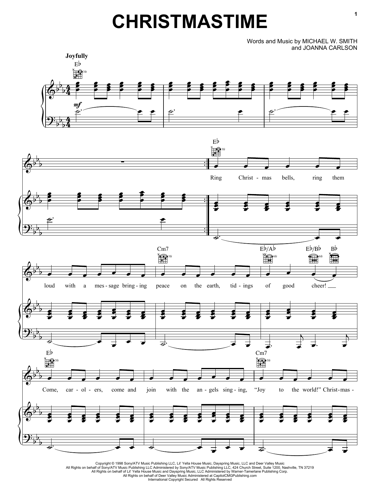 Download Michael W. Smith Christmastime Sheet Music and learn how to play Easy Guitar Tab PDF digital score in minutes