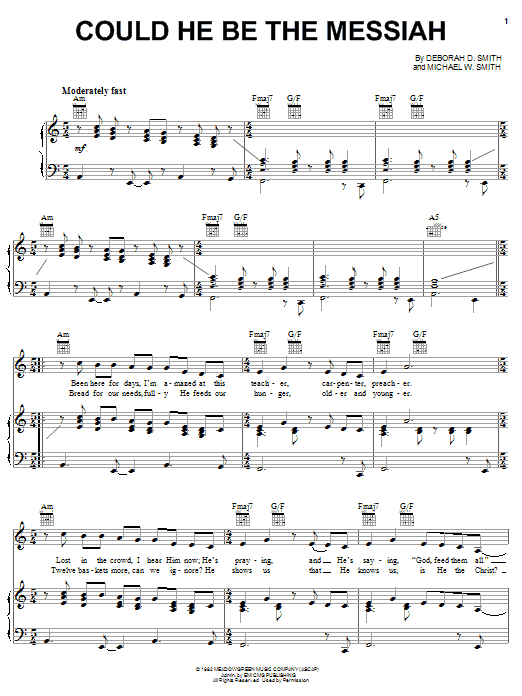 Download Michael W. Smith Could He Be The Messiah Sheet Music and learn how to play Piano, Vocal & Guitar (Right-Hand Melody) PDF digital score in minutes