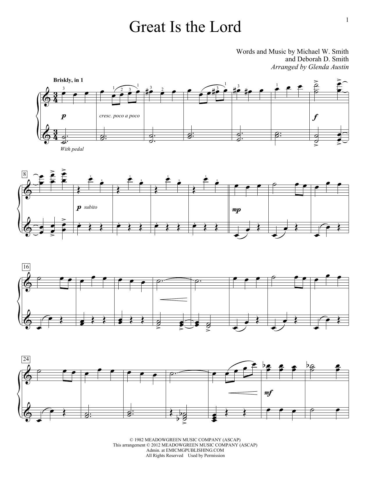 Download Glenda Austin Great Is The Lord Sheet Music and learn how to play Educational Piano PDF digital score in minutes