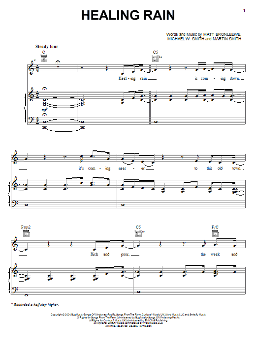 Download Michael W. Smith Healing Rain Sheet Music and learn how to play Piano, Vocal & Guitar (Right-Hand Melody) PDF digital score in minutes
