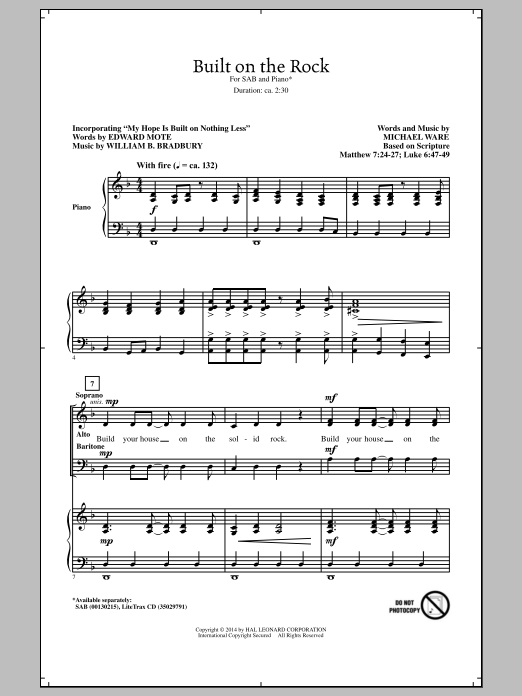 Download Michael Ware Built On The Rock Sheet Music and learn how to play SAB PDF digital score in minutes