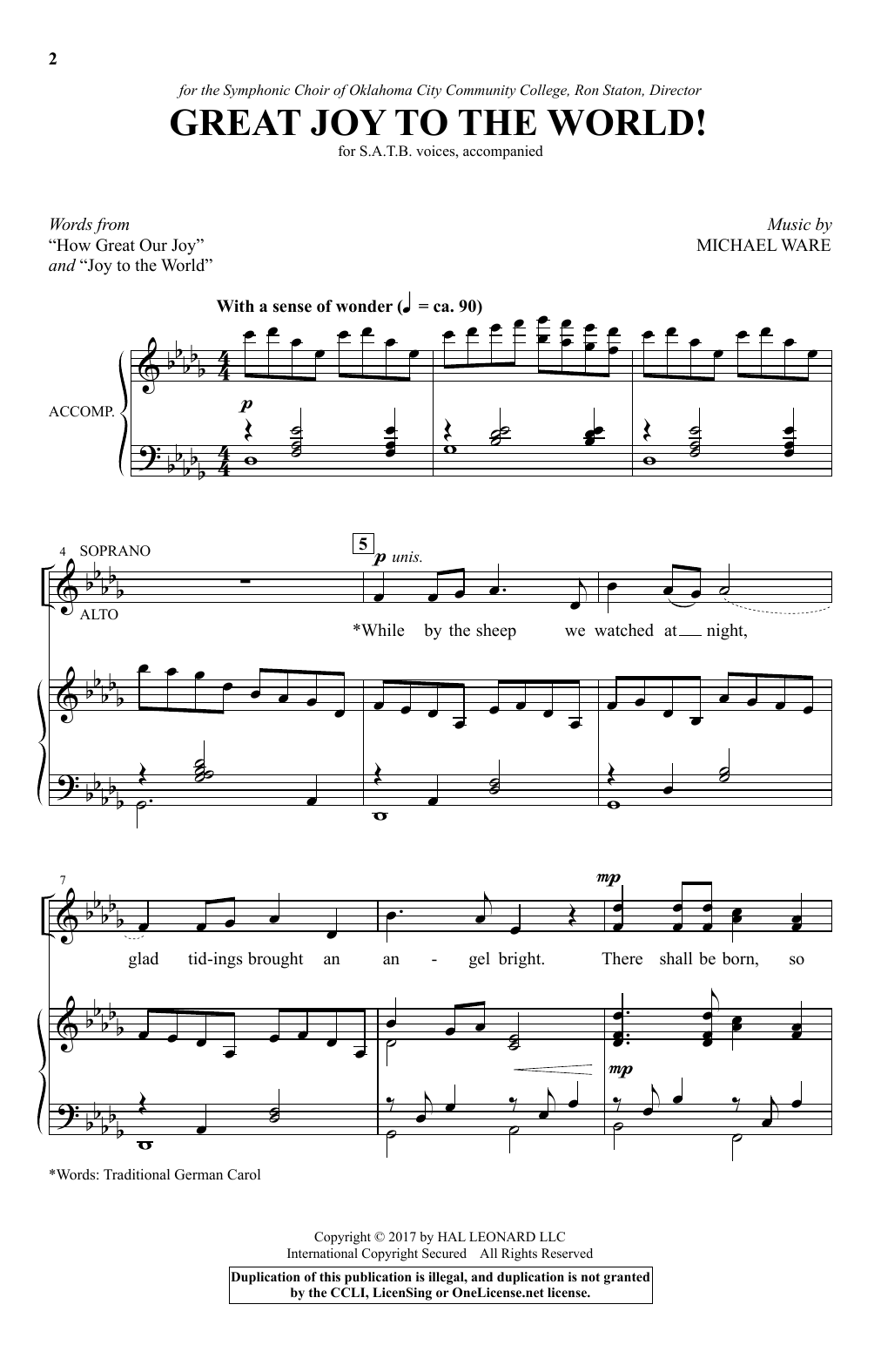 Download Michael Ware Great Joy To The World Sheet Music and learn how to play SATB PDF digital score in minutes