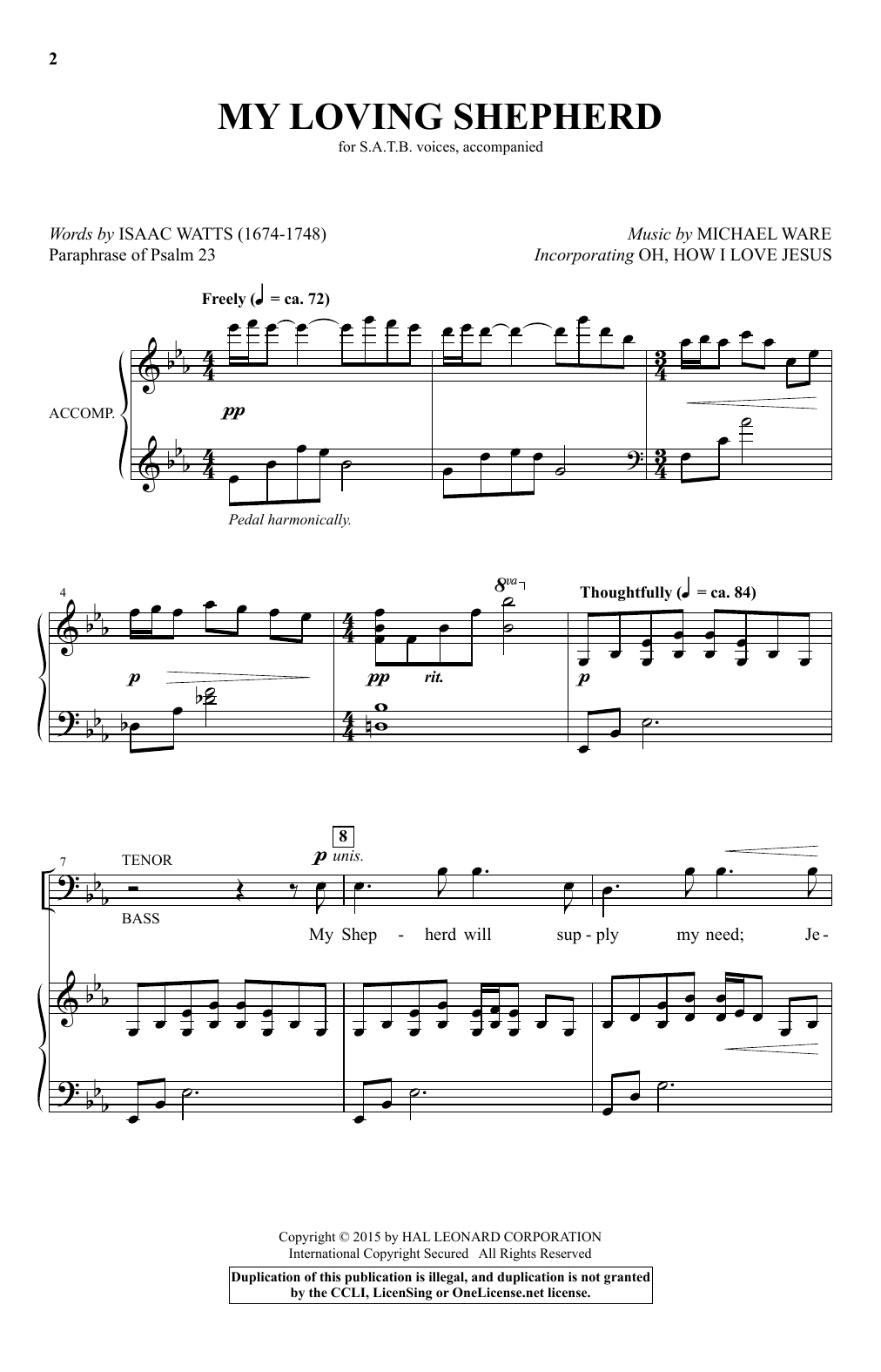 Download Michael Ware My Loving Shepherd Sheet Music and learn how to play SATB PDF digital score in minutes