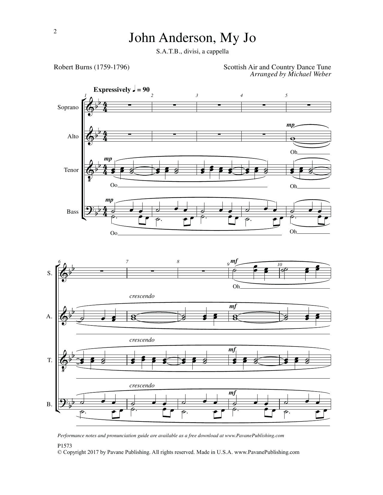 Download Michael Weber John Anderson, My Jo Sheet Music and learn how to play Choir PDF digital score in minutes