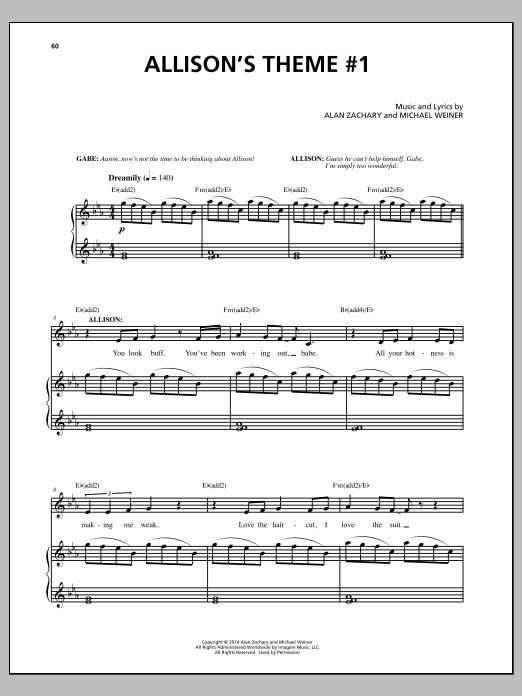 Download Michael Weiner Allison's Theme #1 Sheet Music and learn how to play Piano & Vocal PDF digital score in minutes