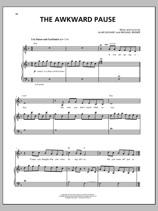 Download Michael Weiner The Awkward Pause Sheet Music and learn how to play Piano & Vocal PDF digital score in minutes