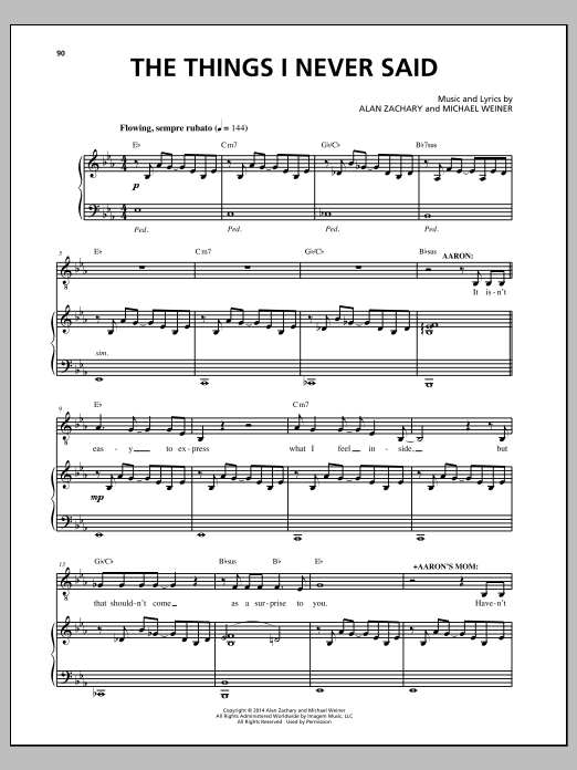 Download Michael Weiner The Things I Never Said Sheet Music and learn how to play Piano & Vocal PDF digital score in minutes