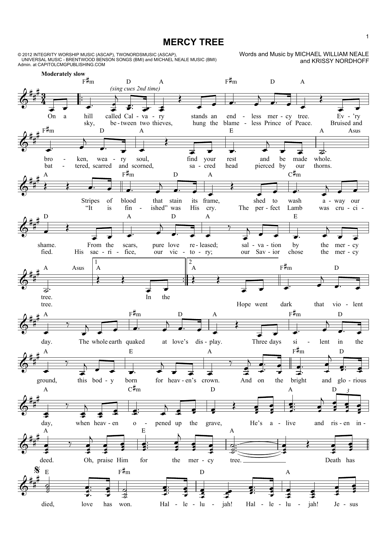 Download Michael William Neale Mercy Tree Sheet Music and learn how to play Lead Sheet / Fake Book PDF digital score in minutes
