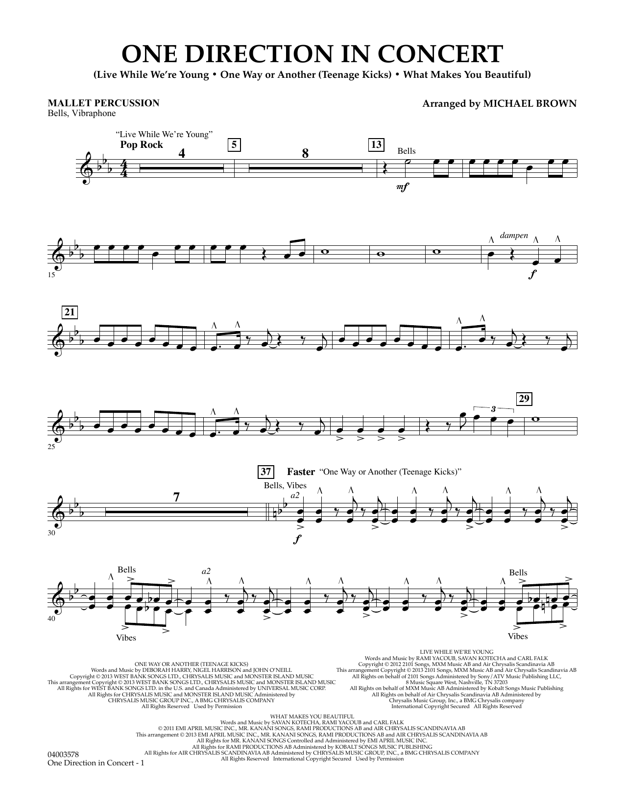 michael brown one direction in concert mallet percussion sheet music notes download printable pdf score 317310