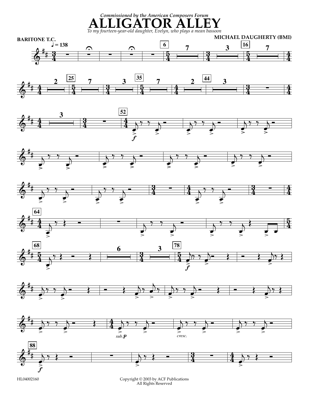 Download Michael Daugherty Alligator Alley - Euphonium in Treble Clef Sheet Music and learn how to play Concert Band PDF digital score in minutes