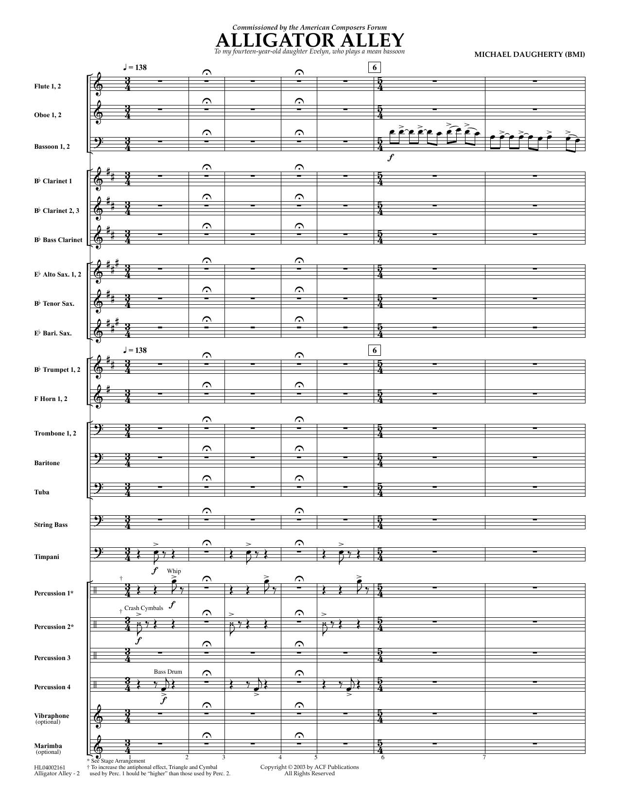 Michael Daugherty "Alligator Alley - Full Score" Sheet Music Notes ...