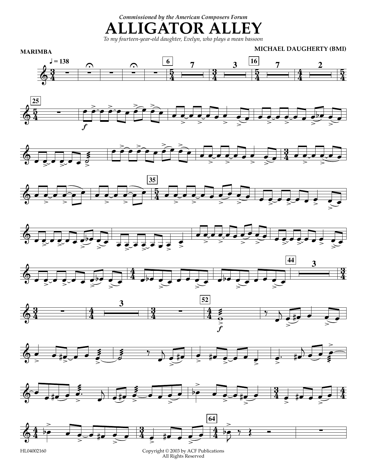 Download Michael Daugherty Alligator Alley - Marimba Sheet Music and learn how to play Concert Band PDF digital score in minutes