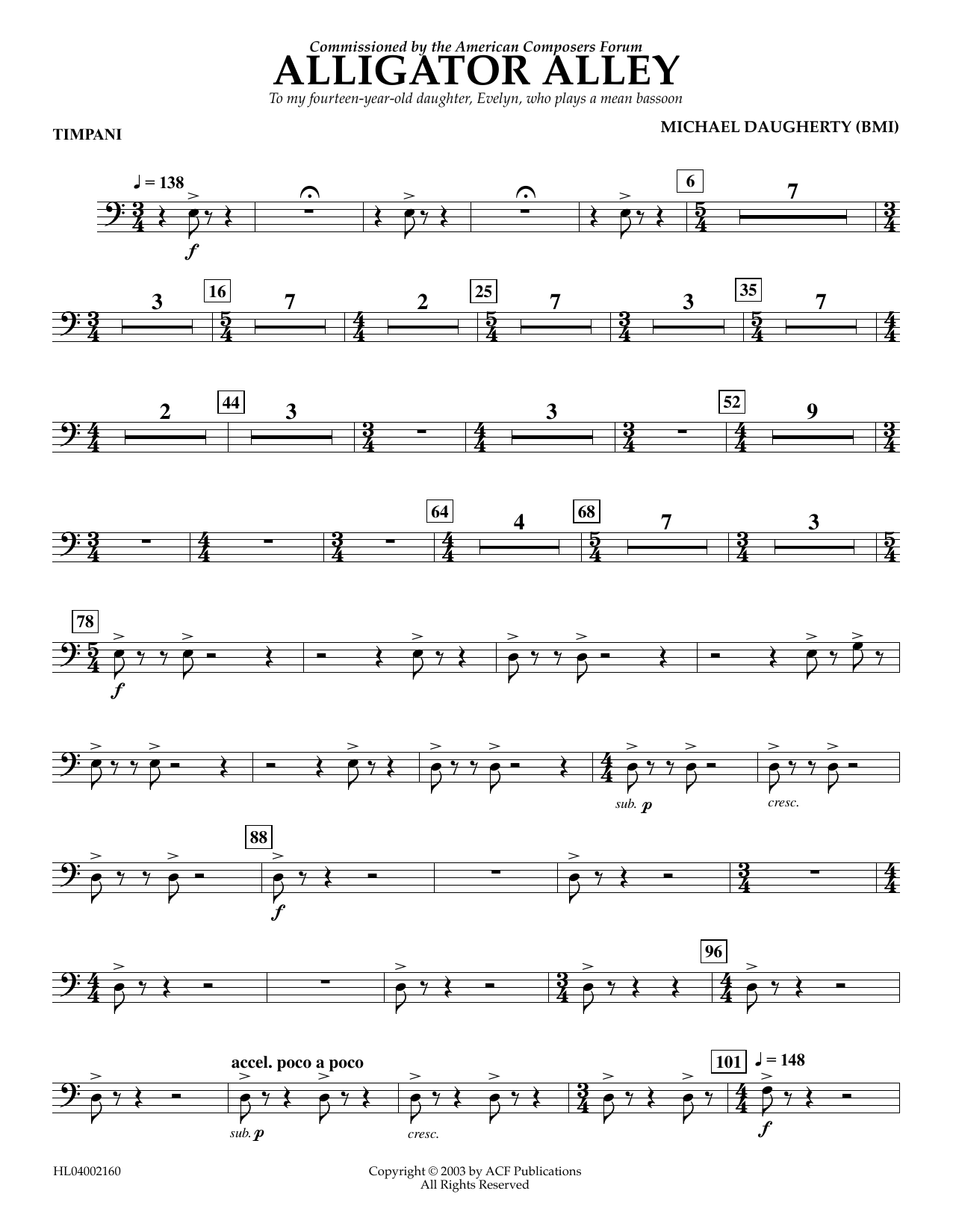 Download Michael Daugherty Alligator Alley - Timpani Sheet Music and learn how to play Concert Band PDF digital score in minutes