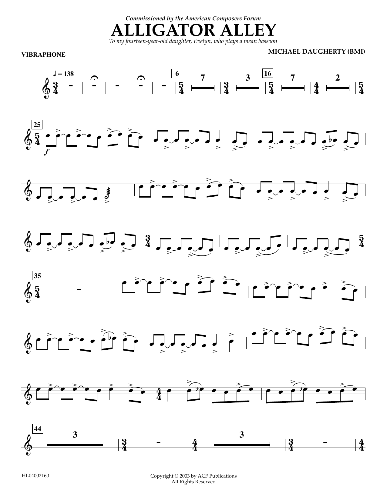 Download Michael Daugherty Alligator Alley - Vibraphone Sheet Music and learn how to play Concert Band PDF digital score in minutes