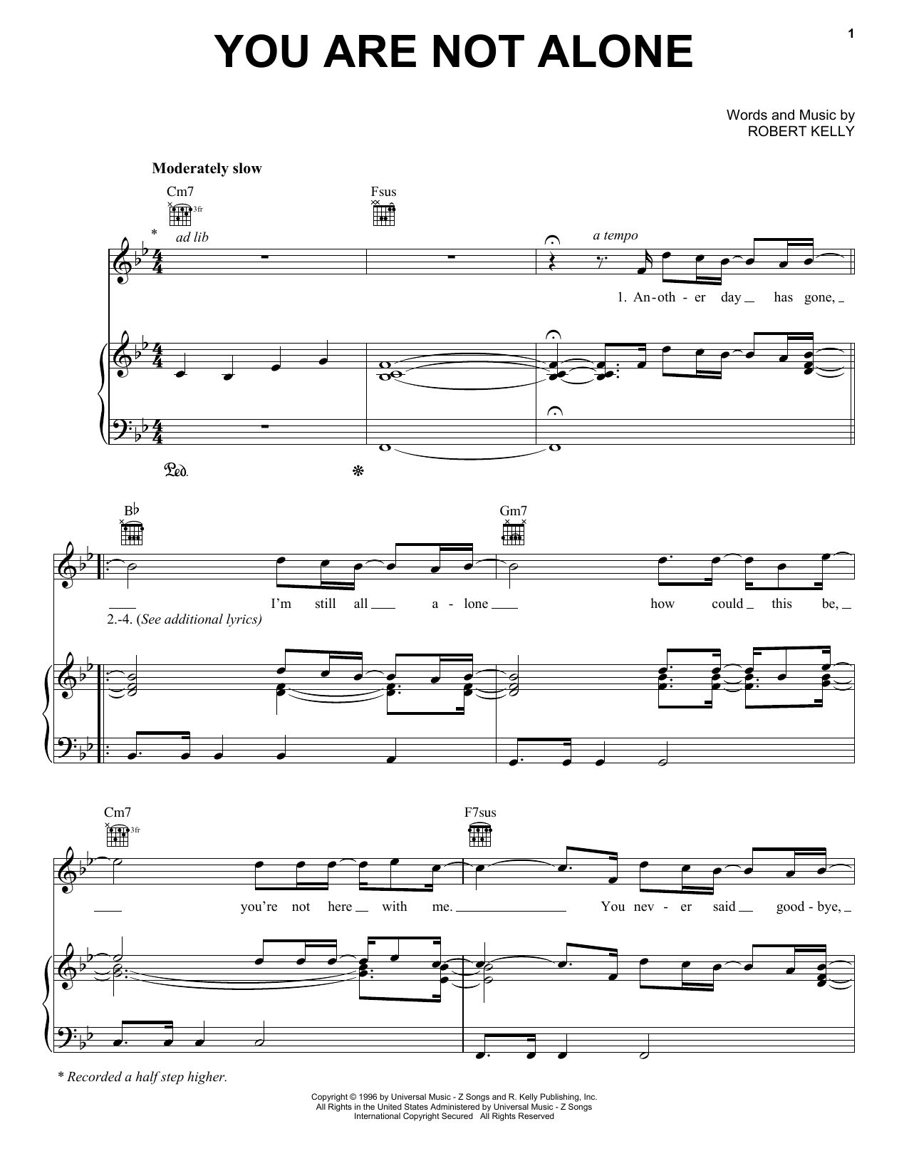 Michael Jackson You Are Not Alone Sheet Music Notes Download Printable Pdf Score 47510