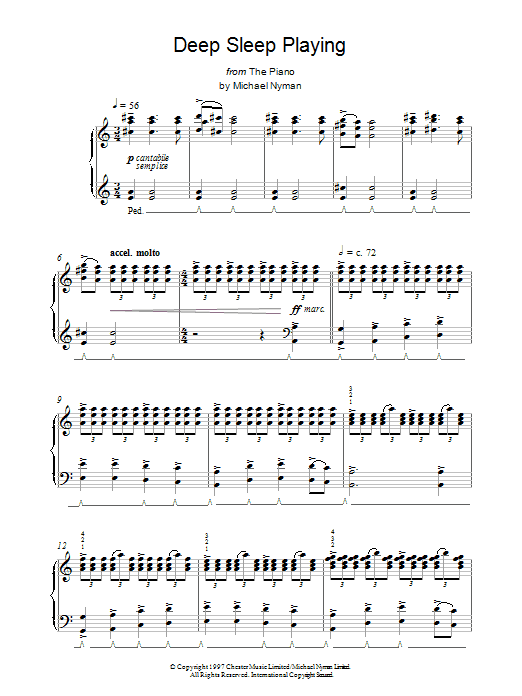 Michael Nyman Deep Sleep Playing (from The Piano) Sheet Music