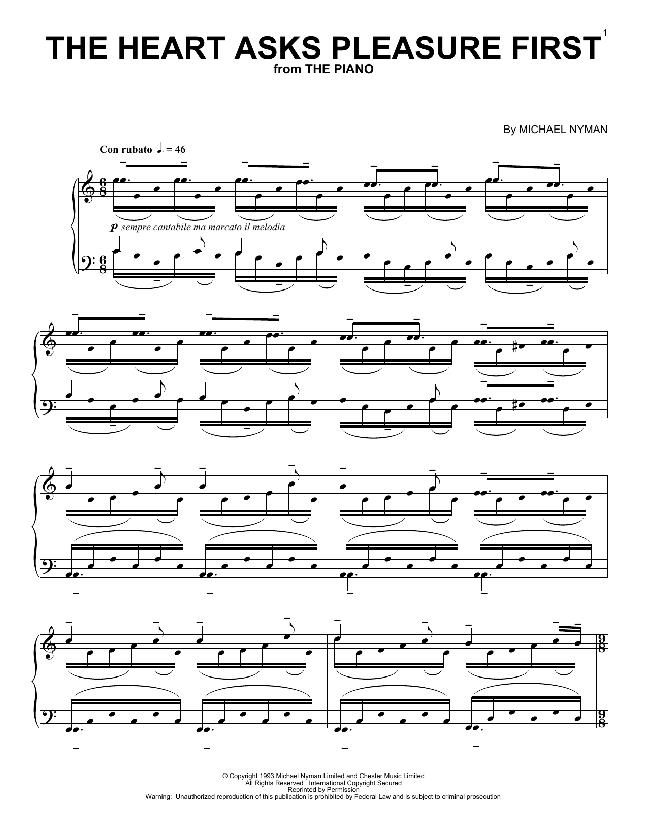 Download Michael Nyman Sheet Music and learn how to play Piano PDF score in minutes